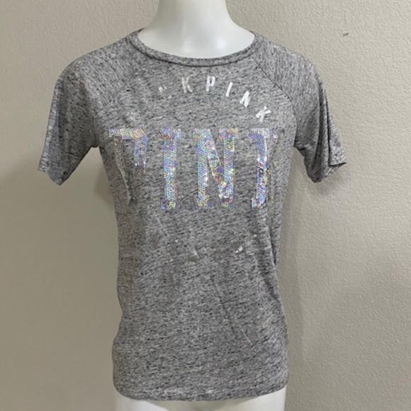 PINK Victoria's Secret Tops - Gray Sequin PINK Victoria's Secret T-shirt Small